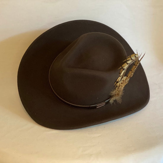 Dillon - Wool Crushable Cowboy Hat With Leather Band and Side Feathers with Shotgun Shell Pin-Animo Hat Company