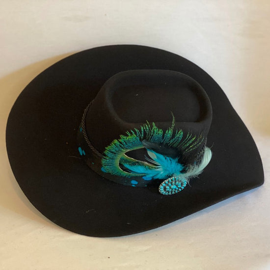 Load image into Gallery viewer, Laurie - Twister® 5X Cowboy Hat With Brick Crown, Ethically Sourced Hide Band And Feathers-Animo Hat Company