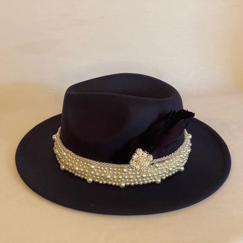 Graceful Elegance - Custom Fashion Felt Fedora With Hand Trimmed Band-Animo Hat Company
