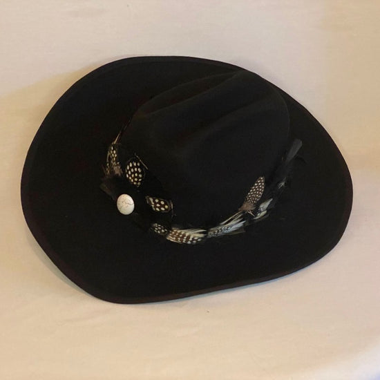 Load image into Gallery viewer, Lydia - Custom Black Fashion Cowboy Hat Hand Trimmed With Continuous Feather Band And Feather Crown-Animo Hat Company