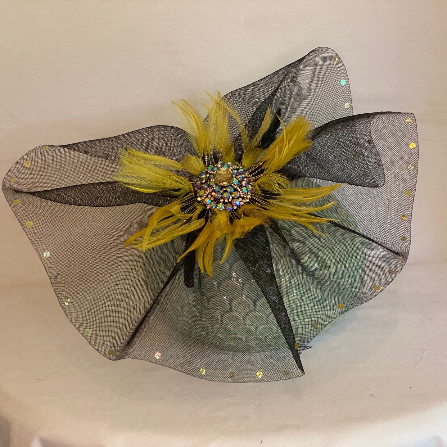Black and Yellow Fascinator - Classic light-weight head-piece perfect for Derby Attire-Animo Hat Company