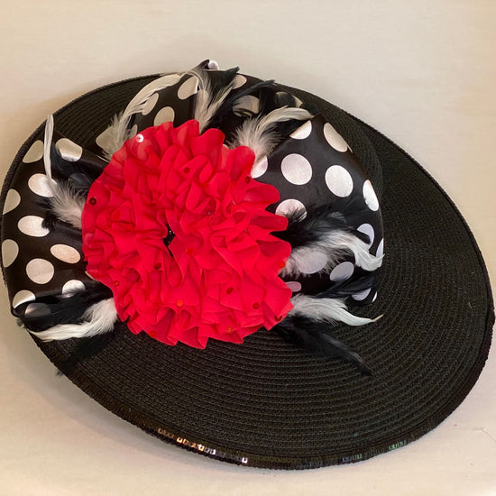Funny Girl - Black Light Weight Derby Hat With Polka dot Bow-Animo Hat Company