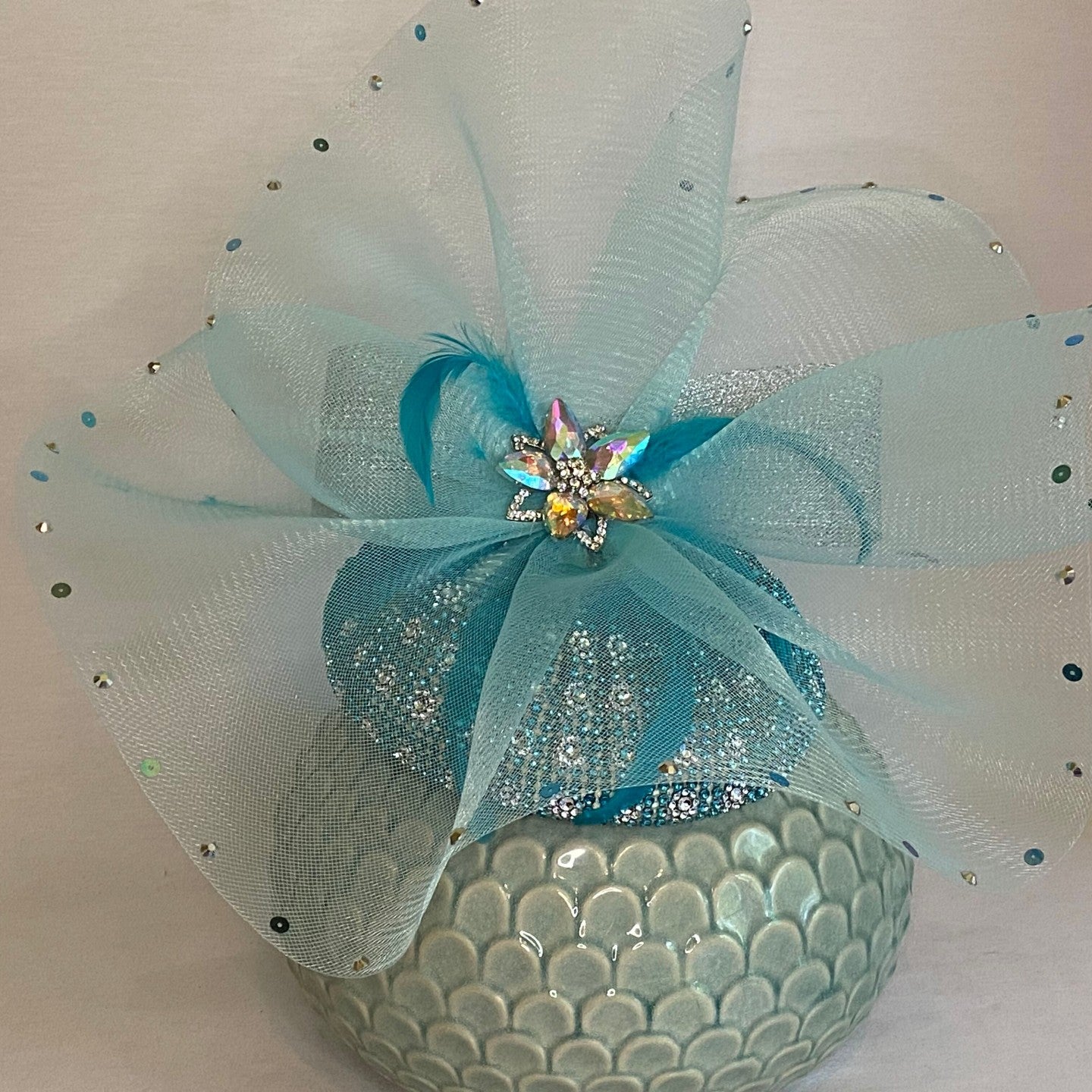 Turquoise Fascinator - Light Weight Head piece Perfect for Derby-Animo Hat Company
