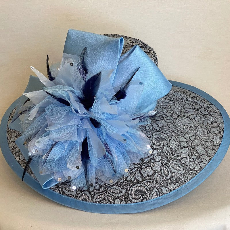 Load image into Gallery viewer, Powder Blue &amp;amp; Lace Lightweight Derby Hat-Animo Hat Company
